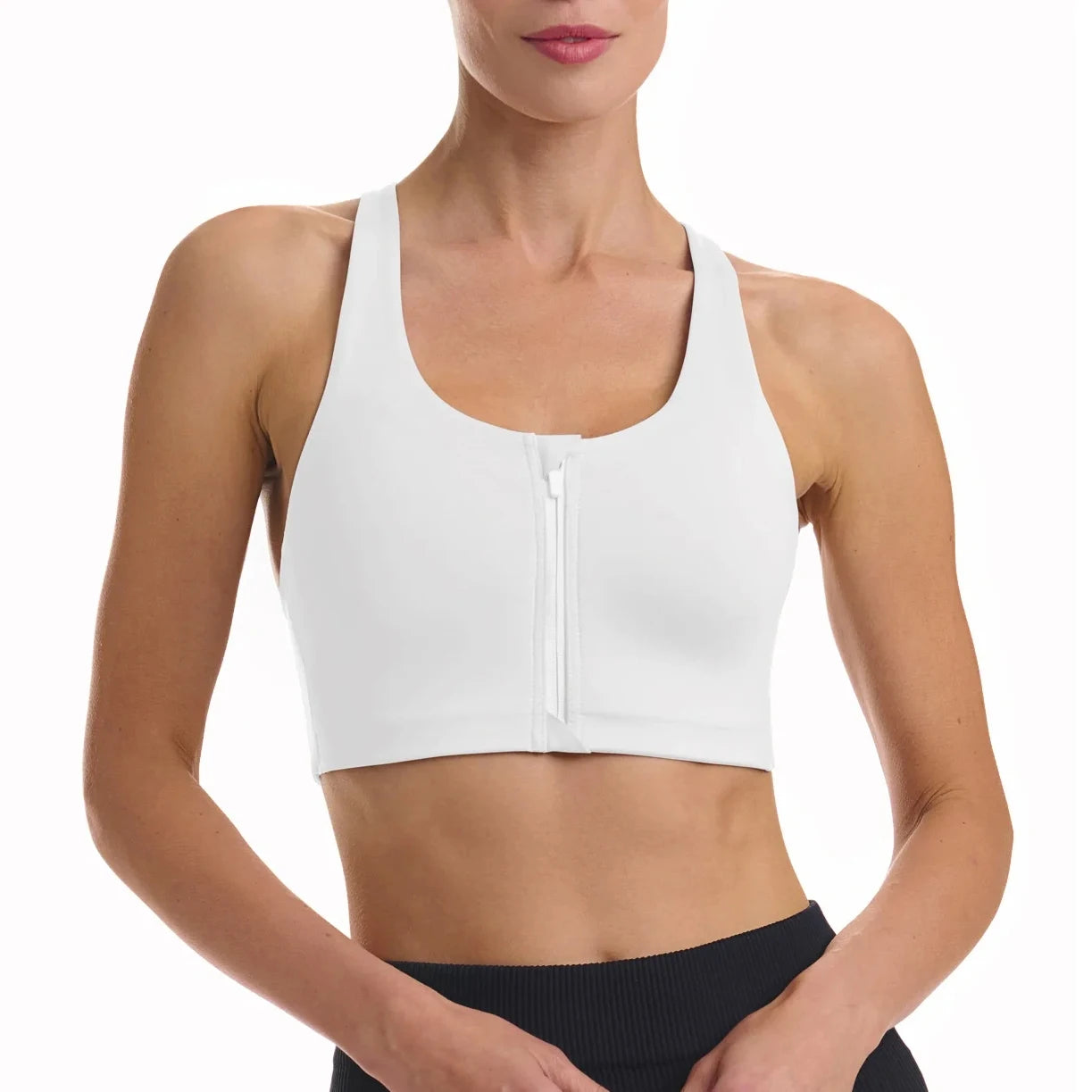 Soutiens-gorge de sport pour femme à fermeture éclair avant sans couture