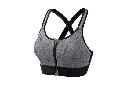 Brassière de sport à dos croisé avec fermeture éclair à l'avant