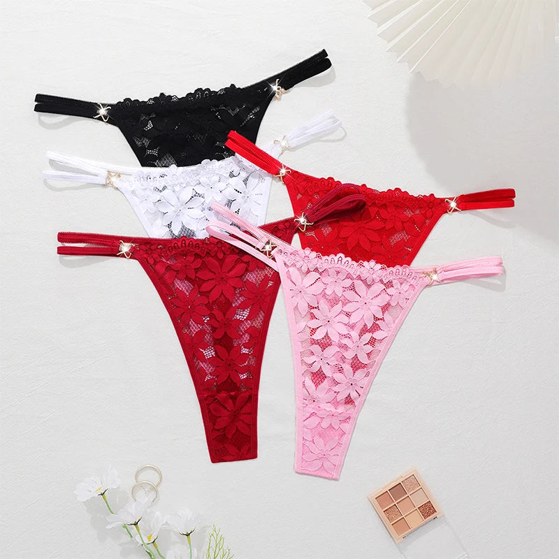 sous-vêtements sexy à taille basse en dentelle, avec culotte douce à motif floral