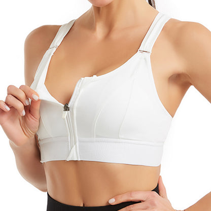 Brassière de sport à dos croisé avec fermeture éclair à l'avant