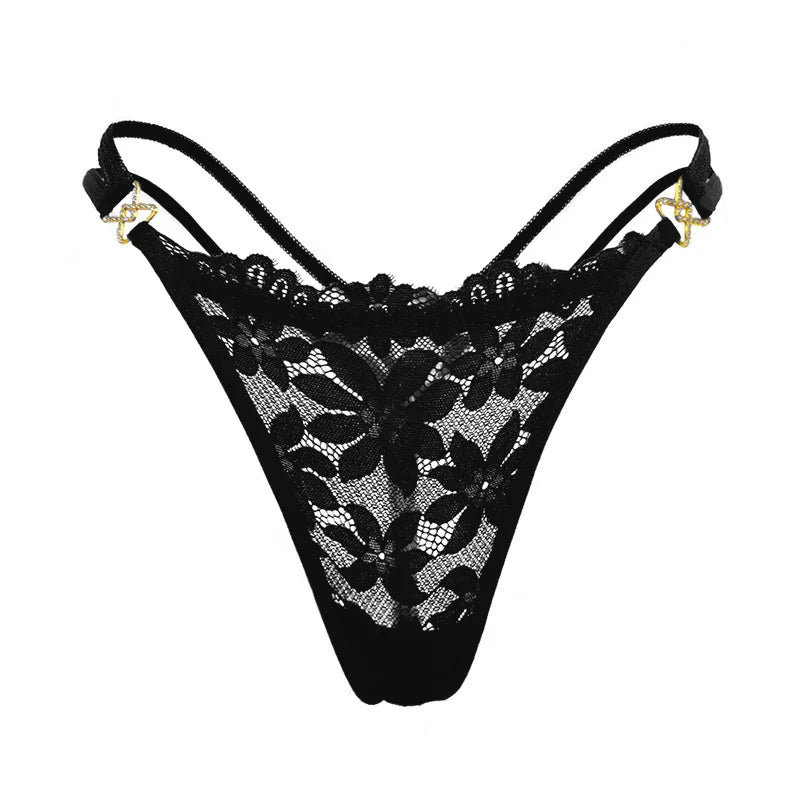 sous-vêtements sexy à taille basse en dentelle, avec culotte douce à motif floral