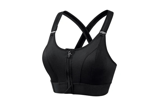 Brassière de sport à dos croisé avec fermeture éclair à l'avant