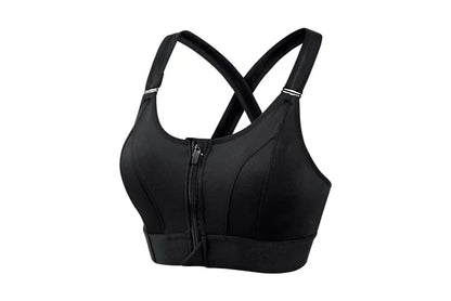Brassière de sport à dos croisé avec fermeture éclair à l'avant