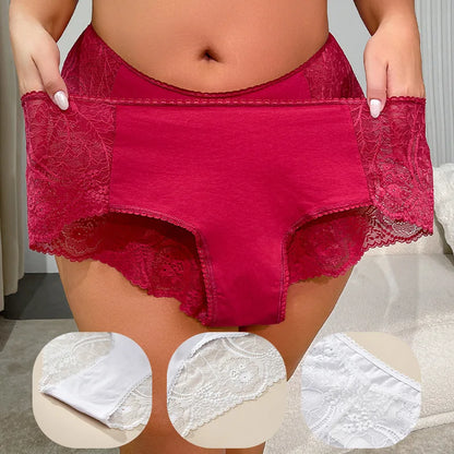 culotte de luxe en dentelle à motif floral, taille haute, sans coutures, respirante