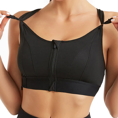 Brassière de sport à dos croisé avec fermeture éclair à l'avant