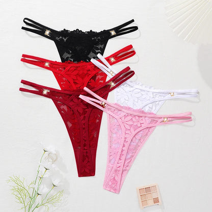 sous-vêtements sexy à taille basse en dentelle, avec culotte douce à motif floral